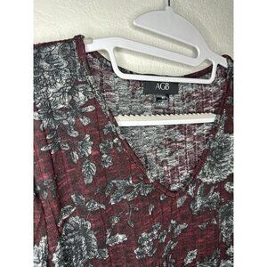 AGB Women’s Purple Floral Long Sleeve Blouse Shirt Size XL